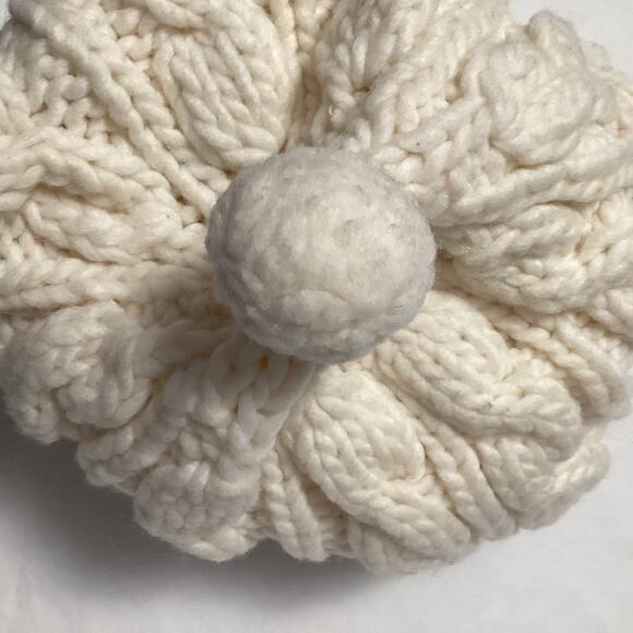 Cream Winter Hat Ear Flaps Tassels Pom Pom Fleece Lined Handknit South America - Picture 4 of 8